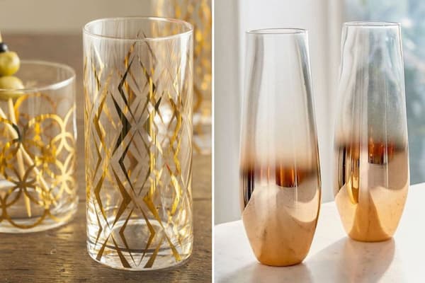 تصویر 3 از لیوان بلور طلایی شفاف با جلوه کریستالی زیبا