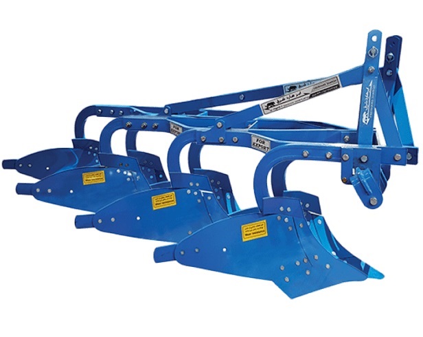 گاو آهن یک طرفه با چارچوب زاویه‌ دار و تیغه‌ های منحنی برای نفوذ آسان