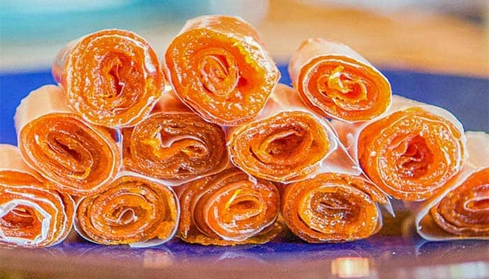 تصویر 3 از لواشک الو محلی ریزه با طعم طبیعی ورنگ کهربایی