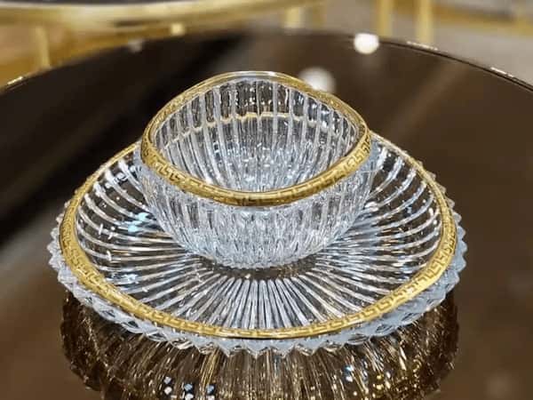 تصویر 2 از پیش دستی بلور لب طلایی مناسب استفاده در کافی شاپ ها