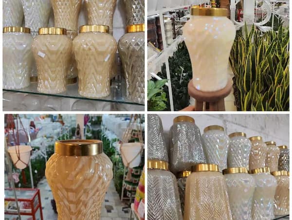 تصویر 2 از گلدان بلور شامپاینی مناسب دکور میز شام و مهمانی