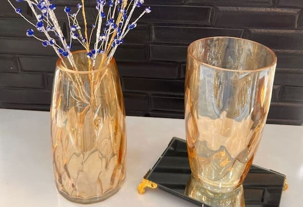 تصویر 3 از گلدان بلور شامپاینی مناسب دکور میز شام و مهمانی