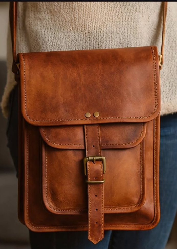کیف دوشی مردانه چرم دستدوز