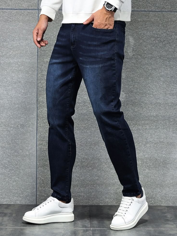 تصویر 4 از شلوار جین اسلیم فیت مردانه سنگ شور با دوخت ساده و طراحی مینیمال