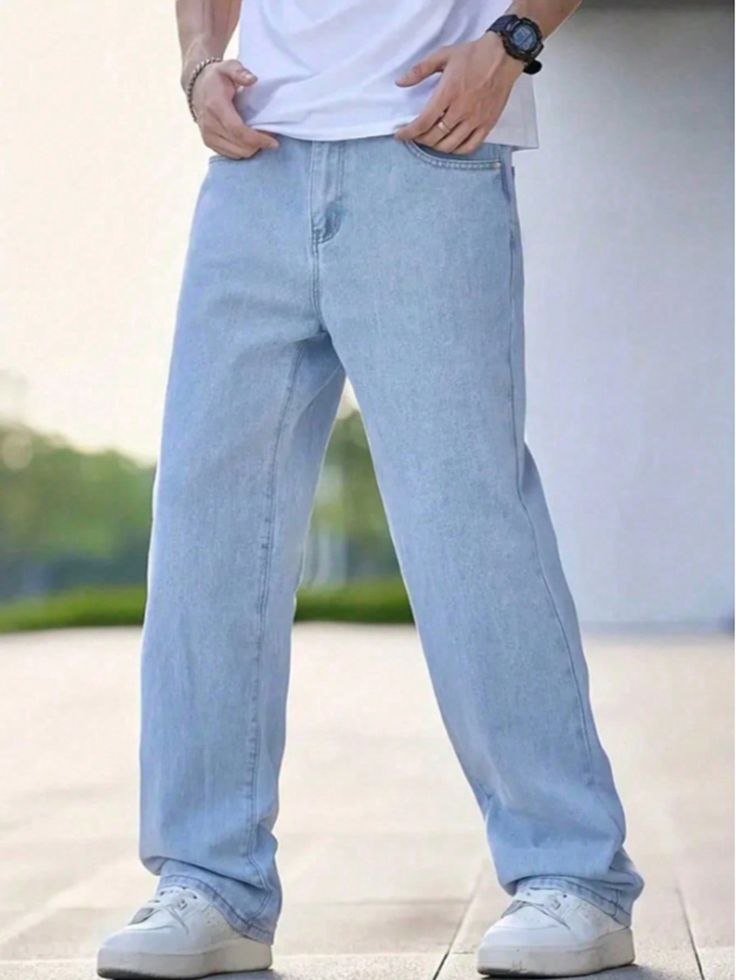 شلوار جین آبی مردانه با پارچه پنبه‌ خالص بدون الیاف مصنوعی