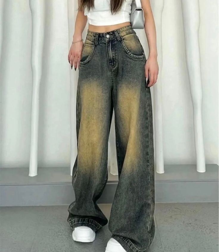 تصویر 5 از شلوار جین آبرنگی با شستشوی سنگ بدون رنگ دهی