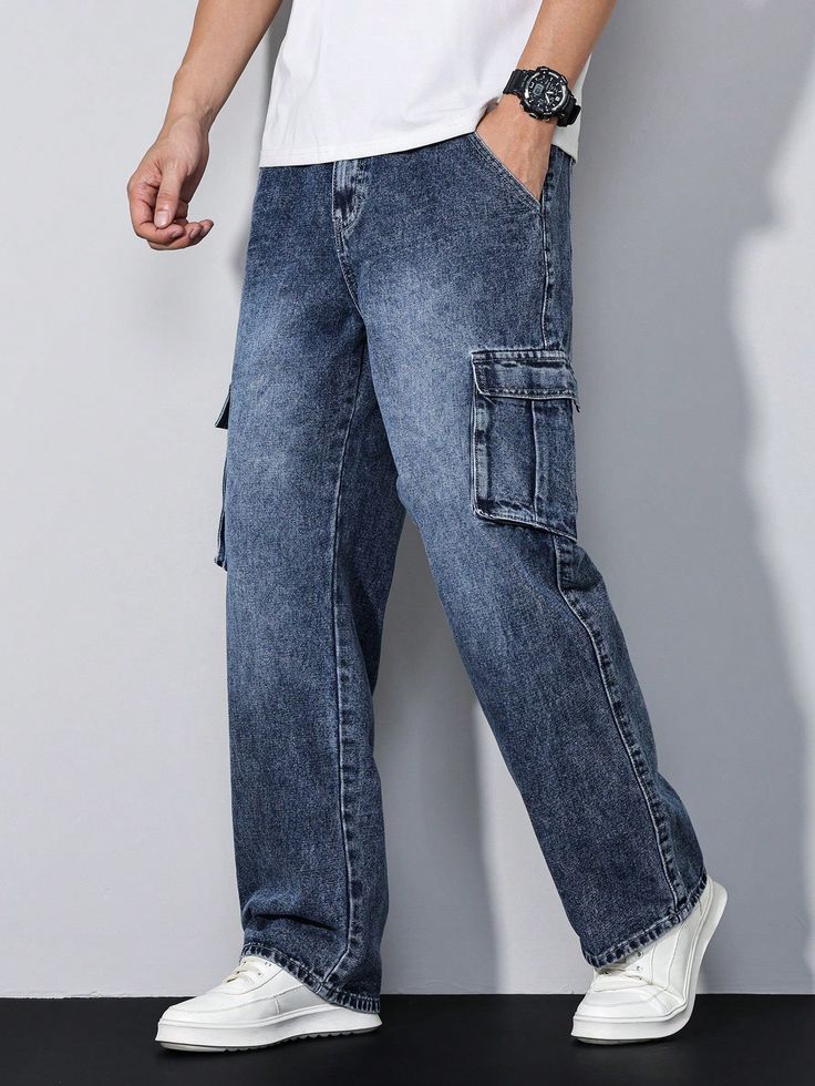 تصویر 4 از شلوار جین آبرنگی با شستشوی سنگ بدون رنگ دهی