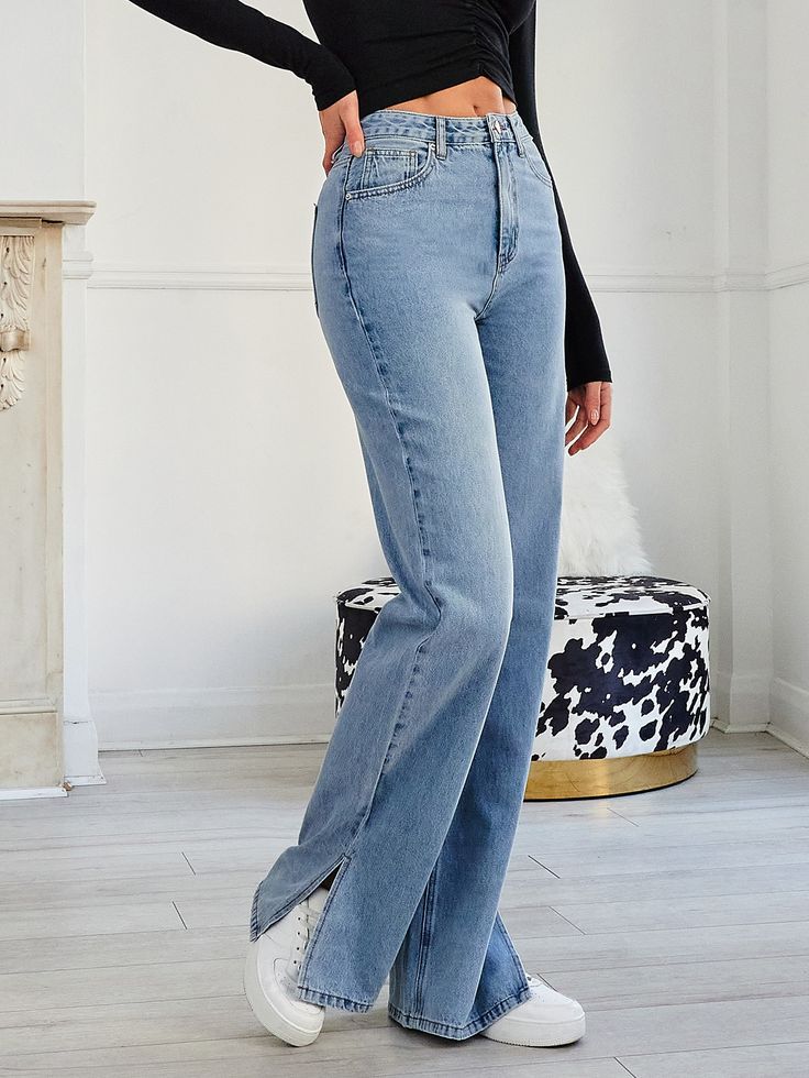 تصویر 1 از شلوار جین بگ زنانه سایز 38 تا 54 با برش مناسب استایل روزانه