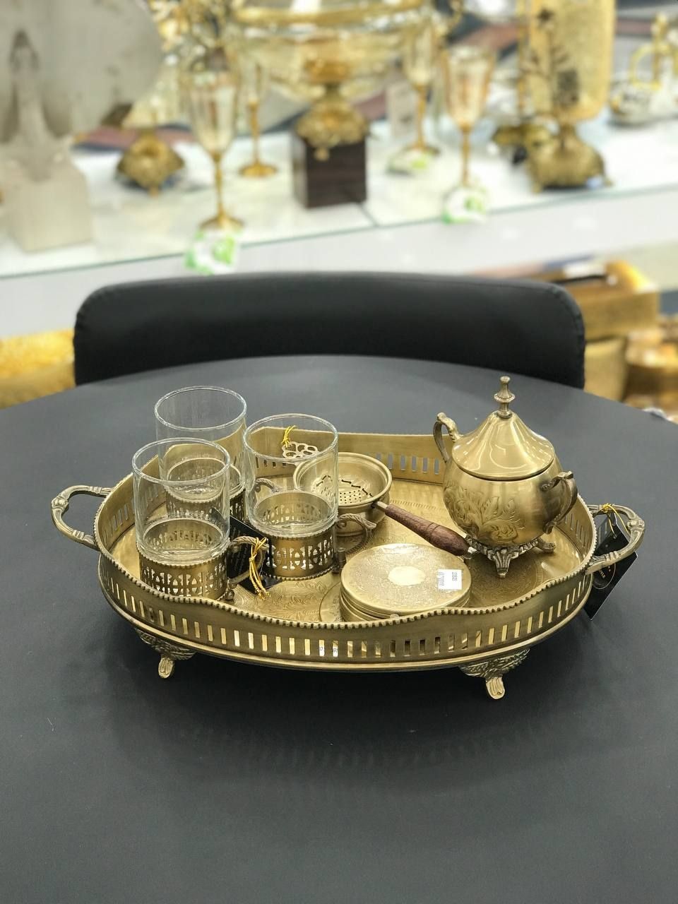 تصویر 3 از ظروف کریستال برنجی مجموعه لوکس با جزئیات کلاسیک