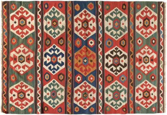 گلیم دستباف با الگو های هندسی و بافت ظریف و ممتاز