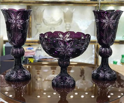 تصویر 1 از ظروف کریستال چک رنگی سطح براق و جزئیات هنری منحصر به‌ فرد