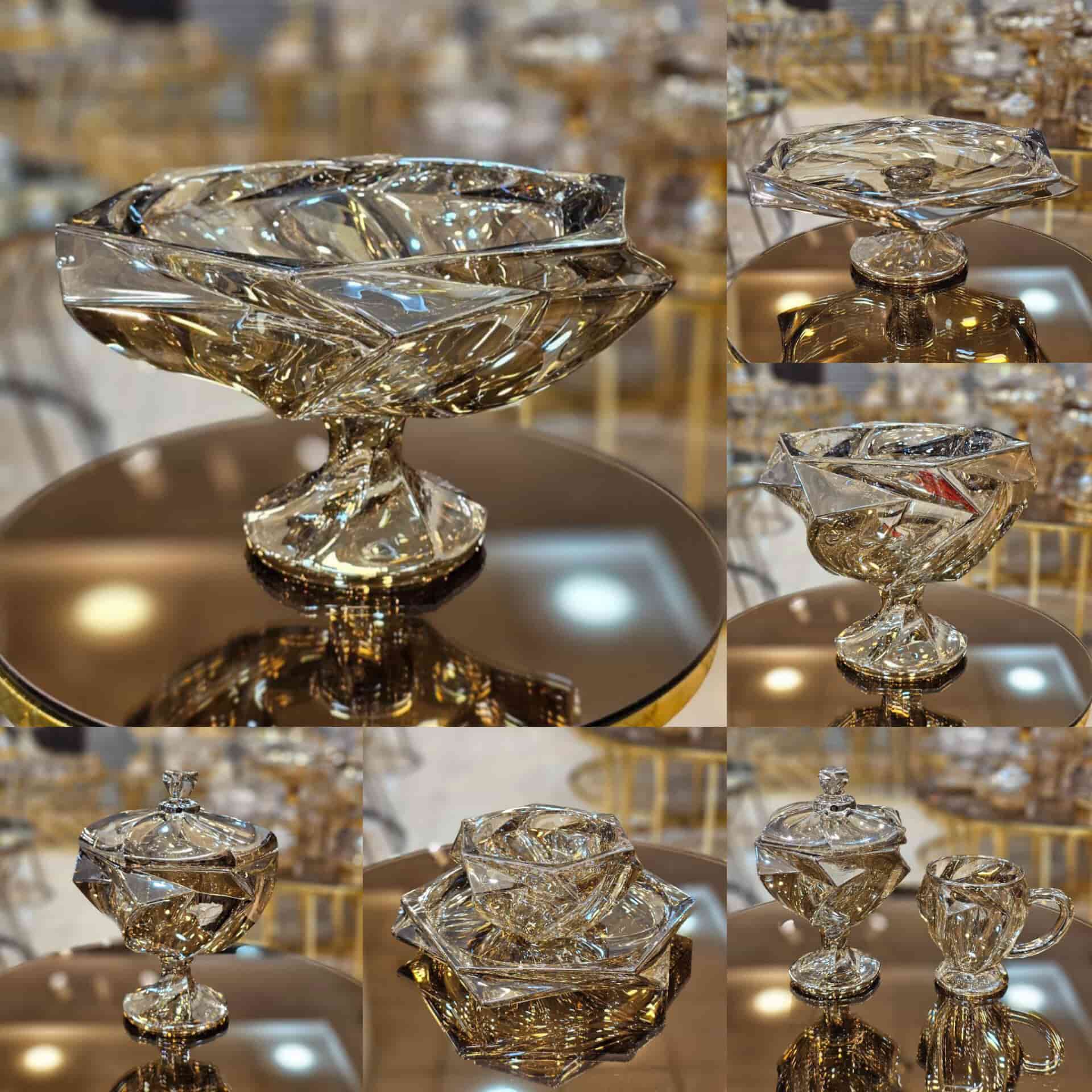 تصویر 3 از ظروف کریستال پذیرایی شیک لبه‌ پردازی هنری درخشندگی بلورین