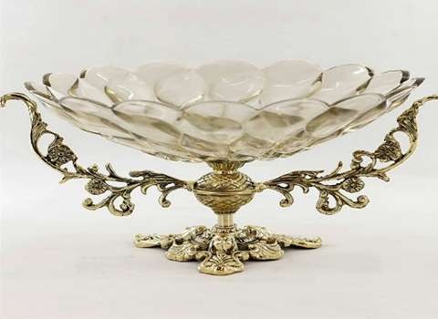 تصویر 2 از ظروف کریستال پایه برنجی مجموعه لوکس با جزئیات کلاسیک