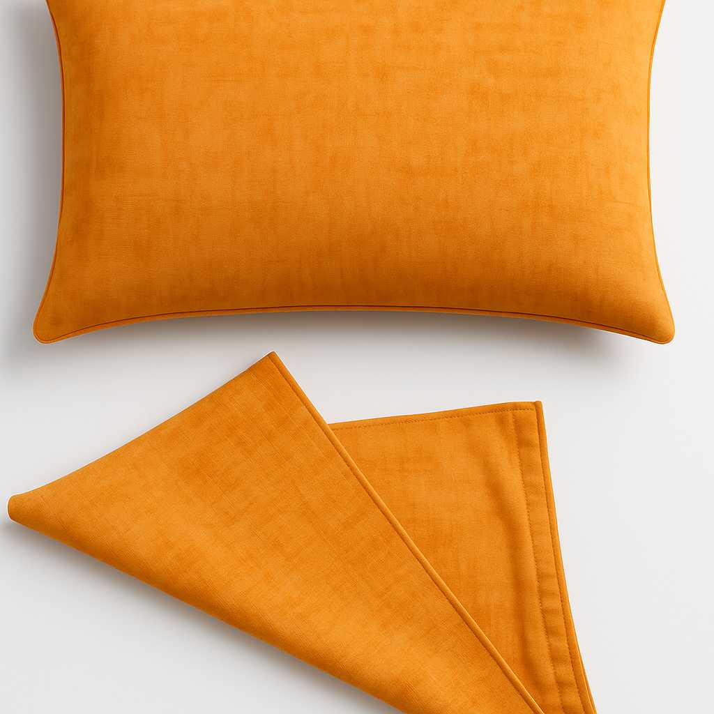 روبالشتی نارنجی هماهنگ با سرویس خواب ساده