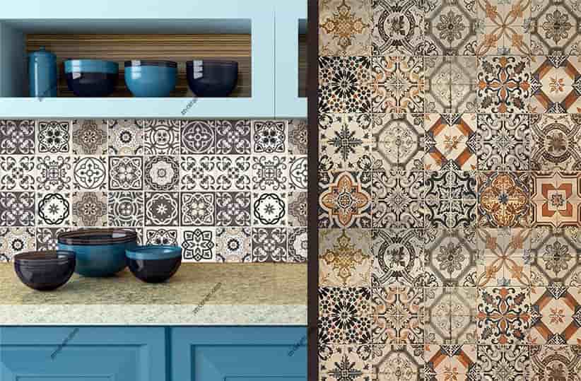 تصویر 4 از کاشی طرح دار مراکشی الهام گرفته از الگو های رنگین برای دیوار داخلی