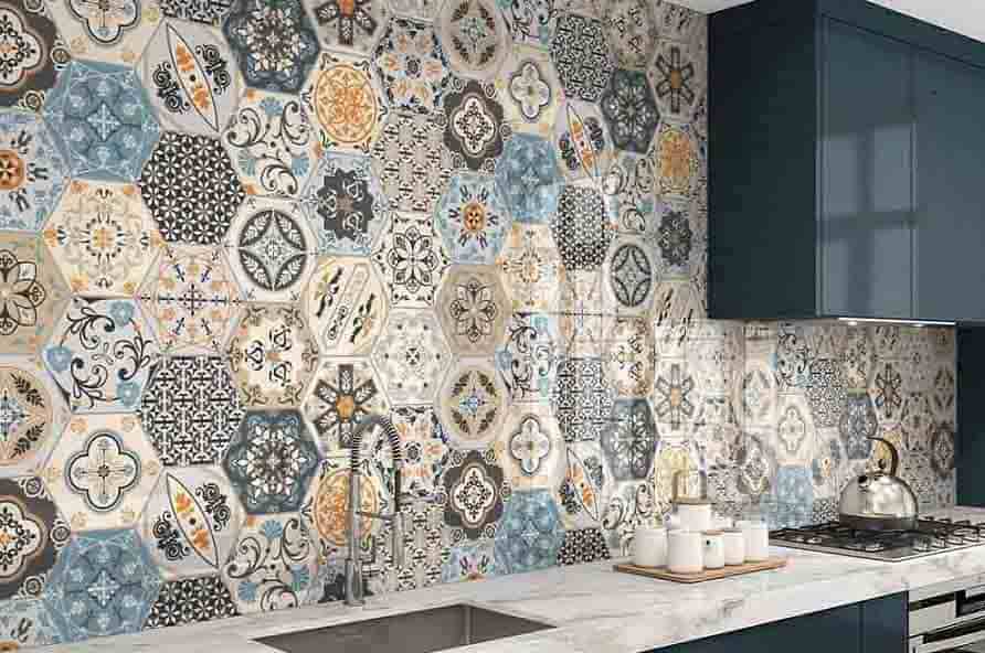 تصویر 3 از کاشی طرح دار مراکشی الهام گرفته از الگو های رنگین برای دیوار داخلی