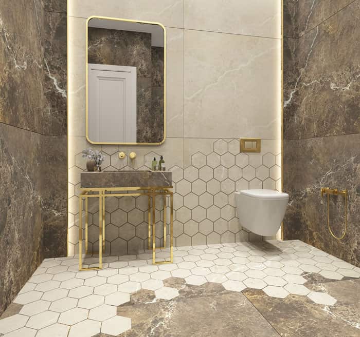 تصویر 3 از کاشی طرح دار سرویس بهداشتی چیدمان بهداشتی دیوار حمام