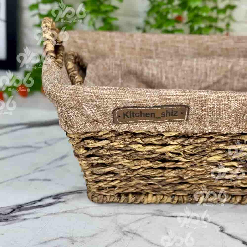 سبد نان و سبزی مستطیل حصیری مناسب میز ناهارخوری