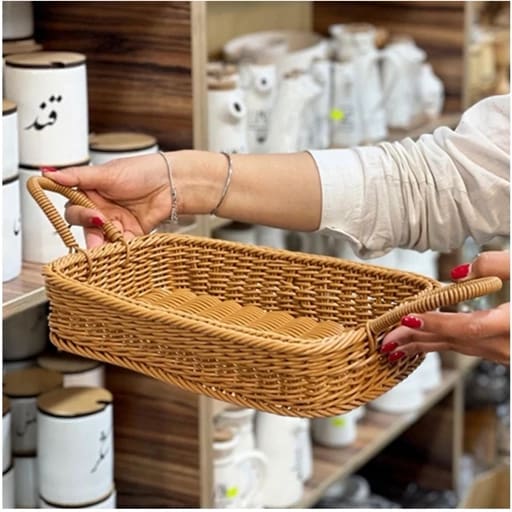 تصویر 4 از سبد حصیری مستطیل با طراحی ساده و کاربردی