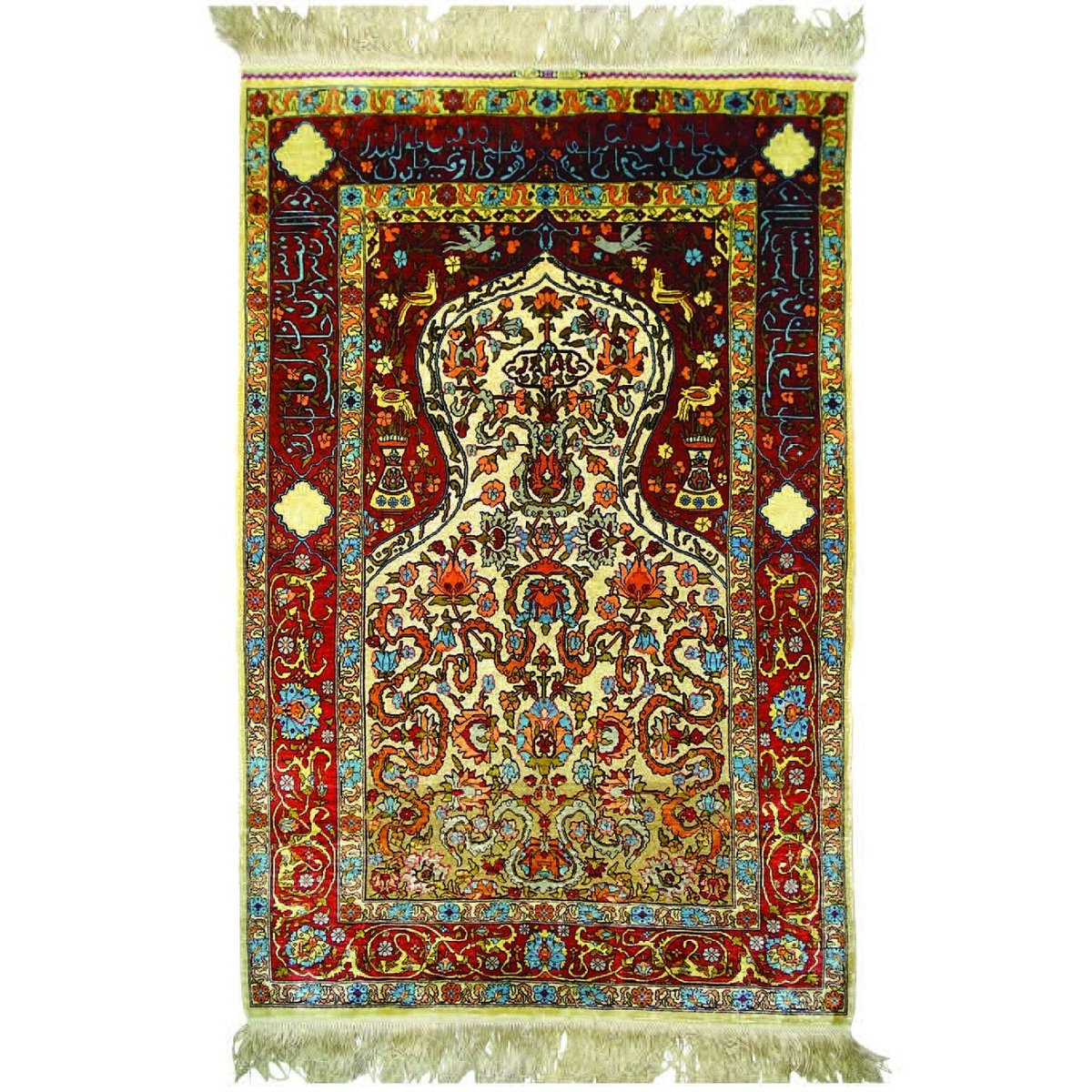 جانماز ابریشمی با ترکیب نخ‌ های ابریشمی