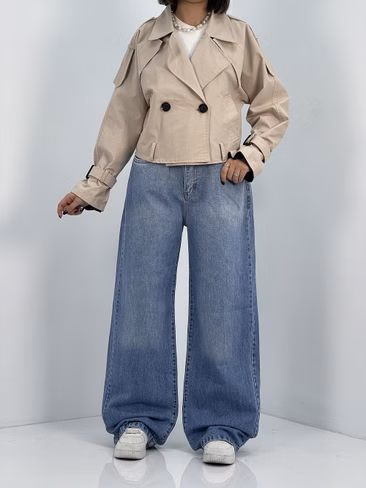 تصویر 3 از شلوار جین دمپا ریش  با ظاهر آزاد و الهام گرفته از سبک کلاسیک