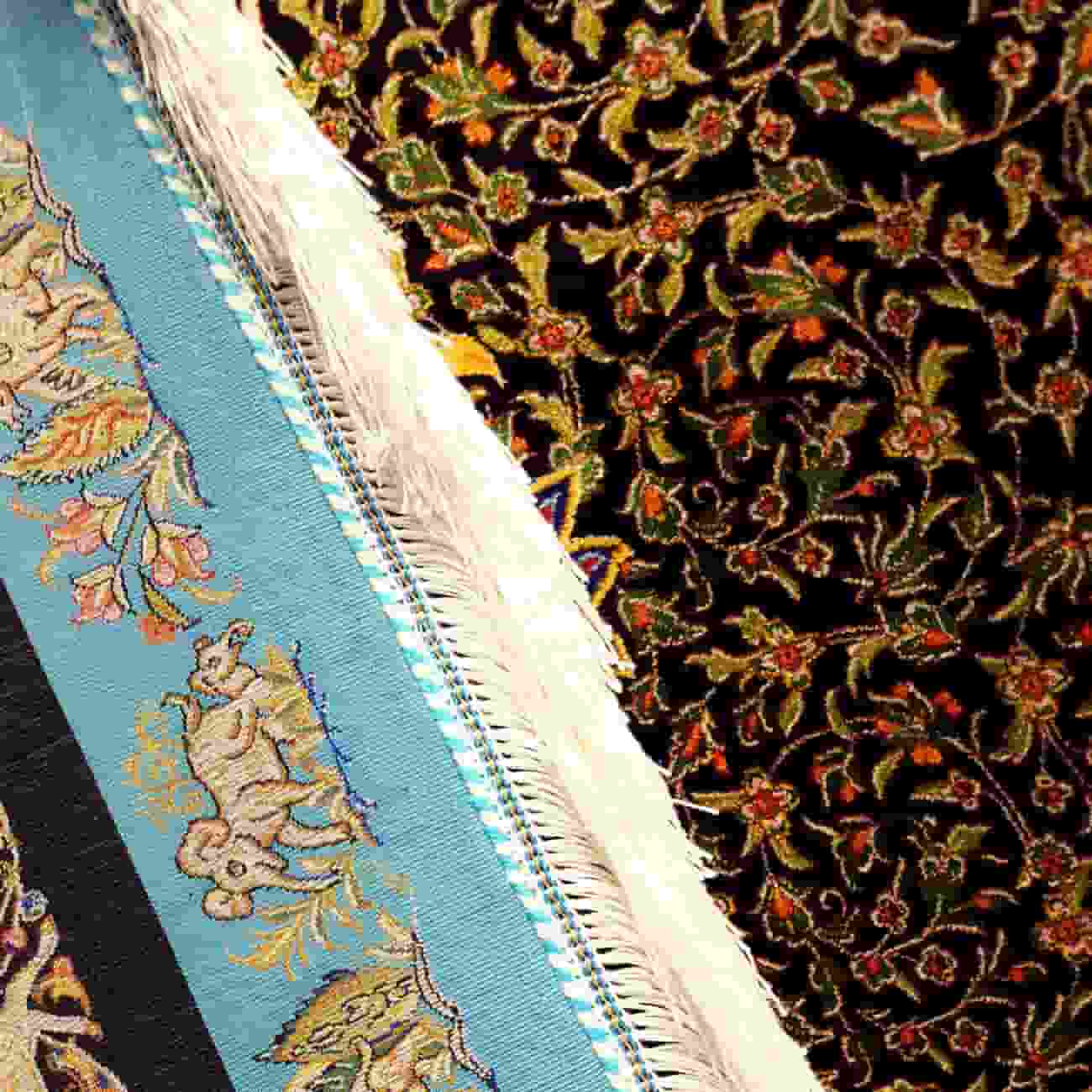 تصویر 1 از فرش ابریشم ماشینی 12 متری دارای بافت ظریف