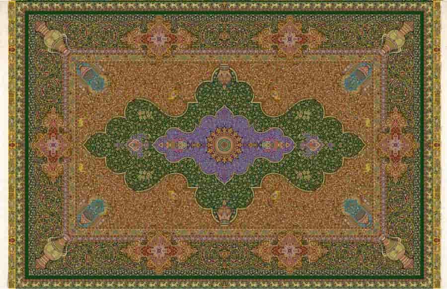 تصویر 3 از فرش ابریشم ماشینی قم با بافت متراکم