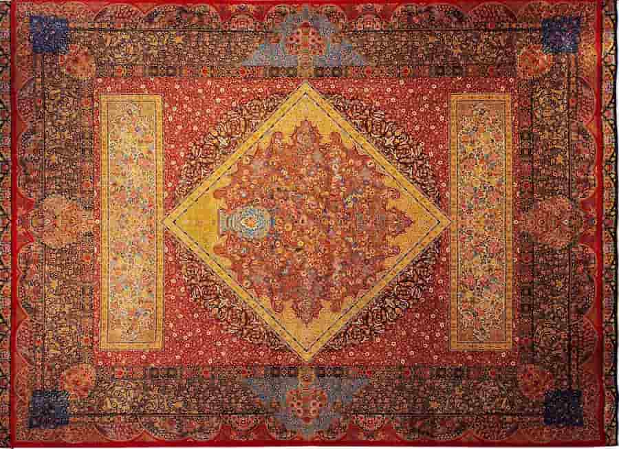 تصویر 4 از فرش ابریشم ماشینی قم با بافت متراکم