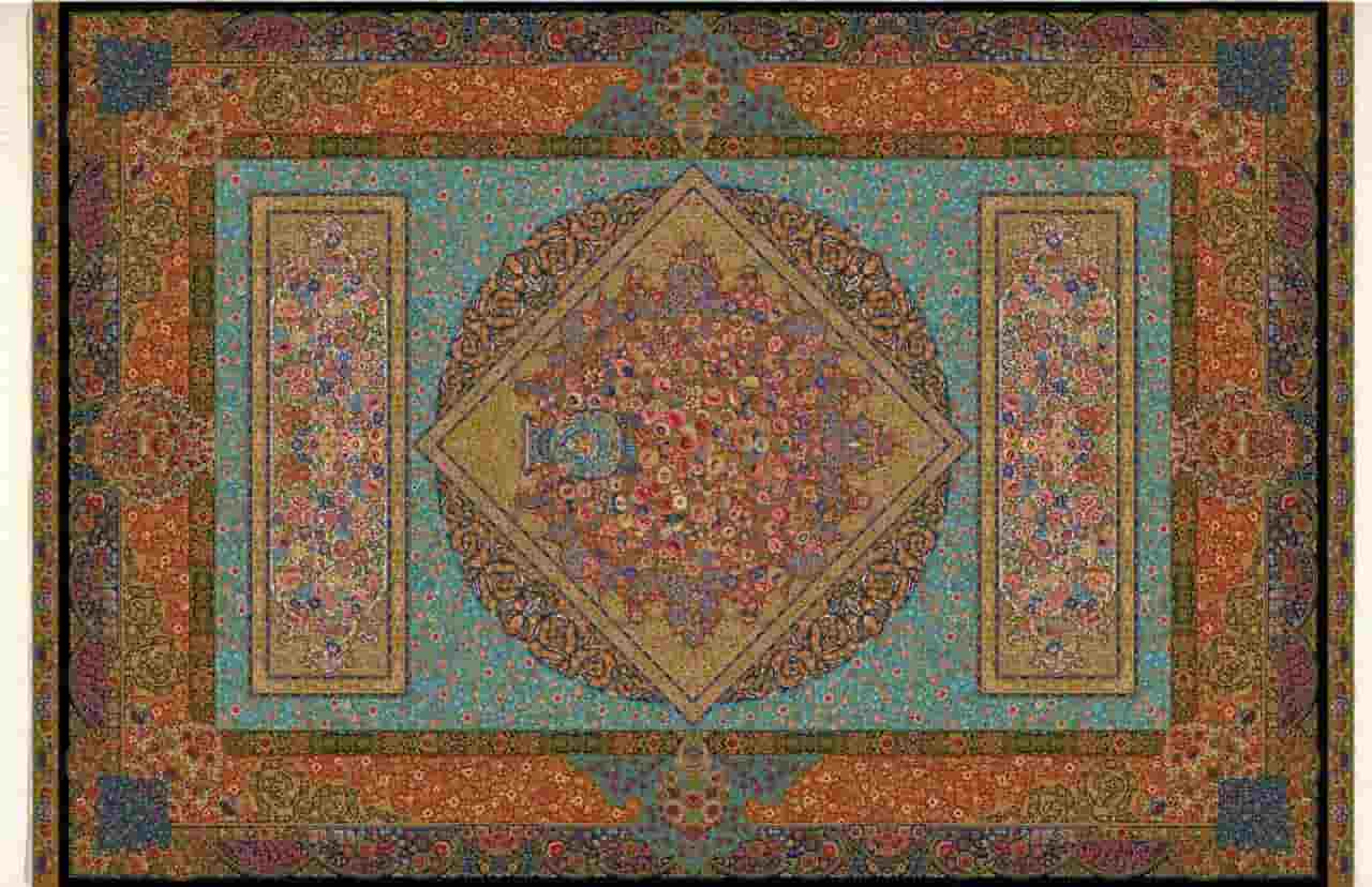 تصویر 1 از فرش ابریشمی ماشینی اصفهان دارای بافت درخشان