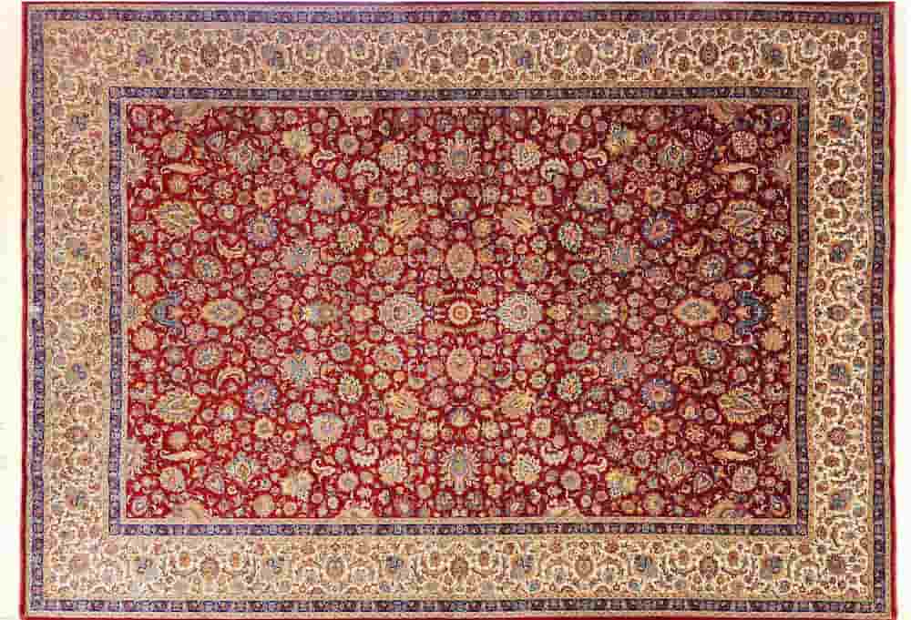 فرش ابریشم ماشینی تافته با ترکیب رنگ متعادل