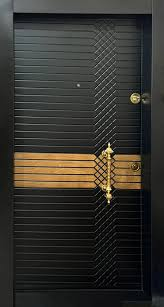 تصویر 1 از درب ضد سرقت مشکی طلایی چارچوب فولادی با ایمنی بالا و طراحی منحنی