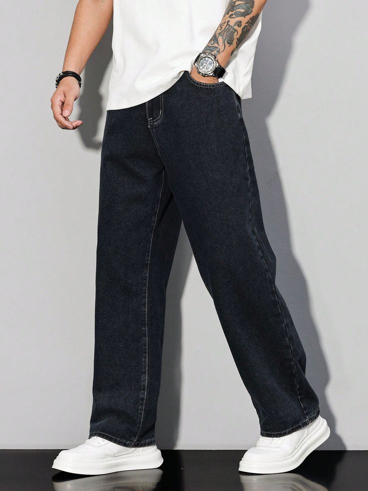 تصویر 2 از شلوار جین ذغالی راسته مردانه مناسب فعالیت های روزانه