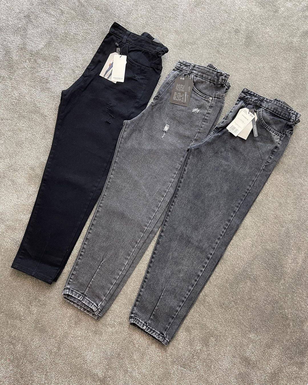 تصویر 3 از شلوار جین مام فیت ذغالی مناسب استفاده طولانی مدت