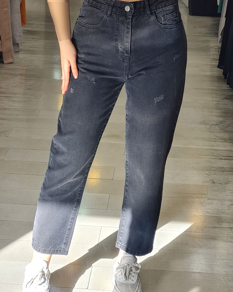 تصویر 5 از شلوار جین ذغالی بگ زنانه با فرم آزاد مناسب استایل روزمره