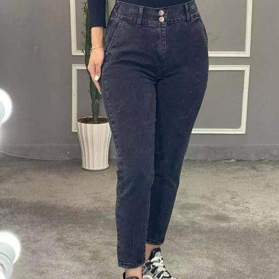 تصویر 4 از شلوار جین ذغالی دخترانه مناسب استایل کژوال و روزمره