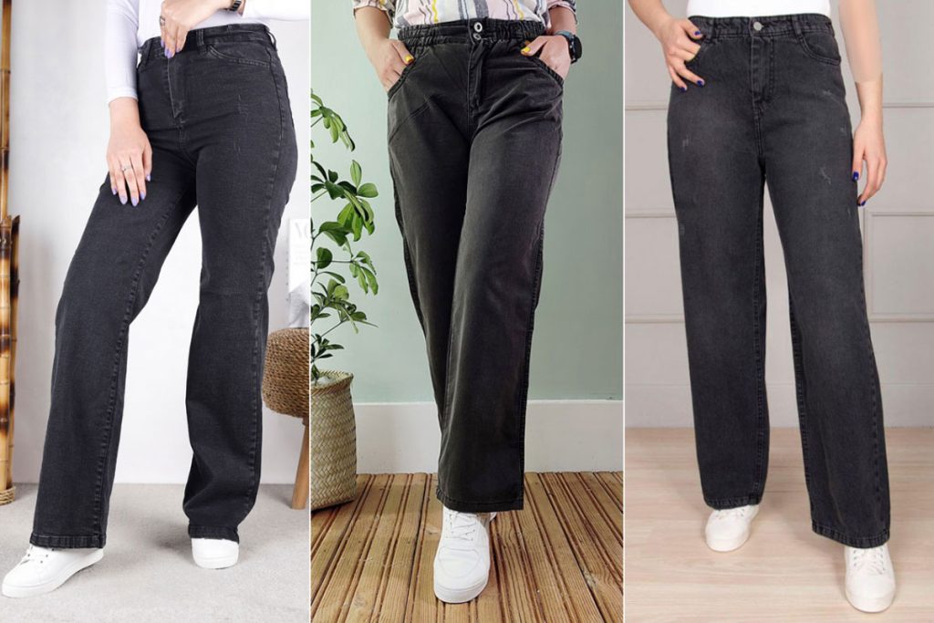 شلوار جین راسته ذغالی زنانه مناسب ست شدن با پوشش ساده