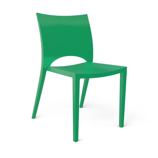 صندلی پلاستیکی بدون دسته با پشتی انحنا دار طراحی شده