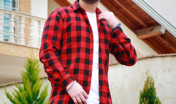 تصویر 1 از پیراهن مردانه قرمز مشکی با پارچه ضد حساسیت