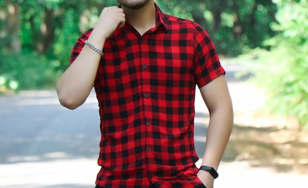 تصویر 4 از پیراهن مردانه قرمز مشکی با پارچه ضد حساسیت