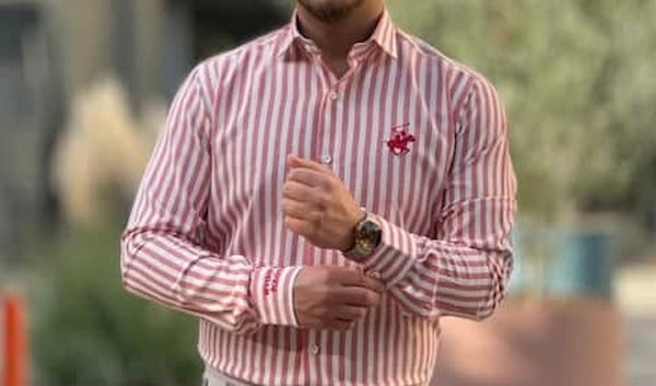 تصویر 3 از پیراهن مردانه صورتی راه راه مناسب استایل مدرن مردانه