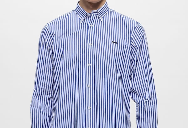 تصویر 4 از پیراهن مردانه راه راه آبی رسمی و اسپرت با کیفیت بالا