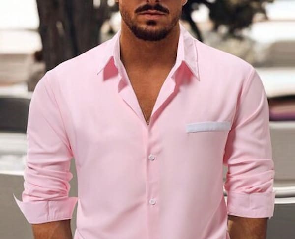 تصویر 1 از پیراهن مردانه صورتی ملایم مناسب مهمانی و مجالس