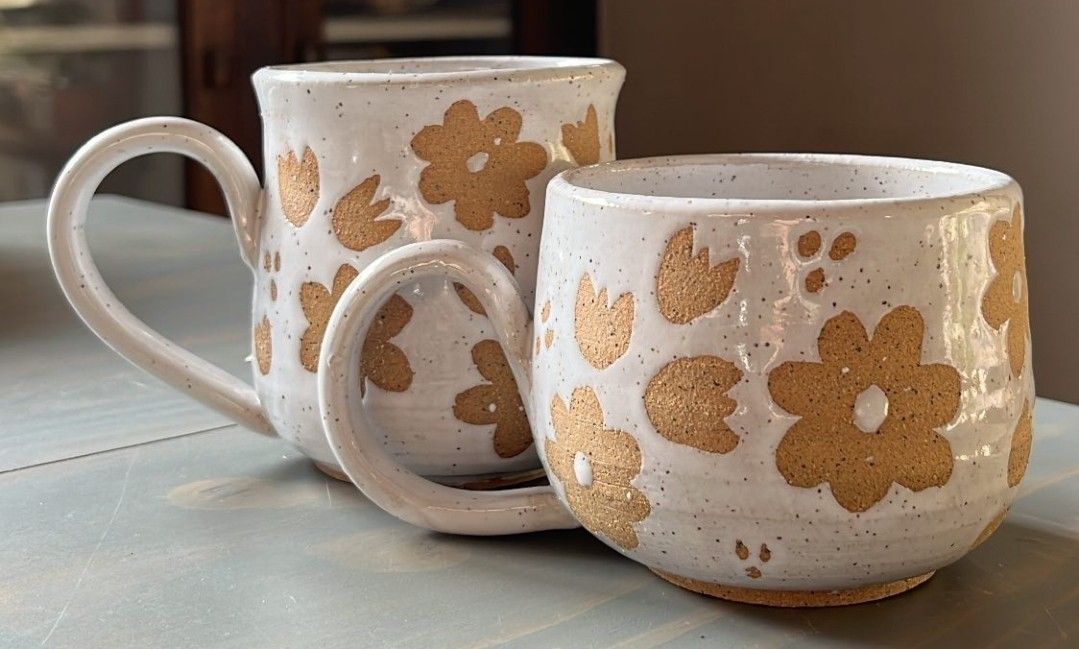 تصویر 3 از لیوان سفالی دسته دار فانتزی لعاب دار