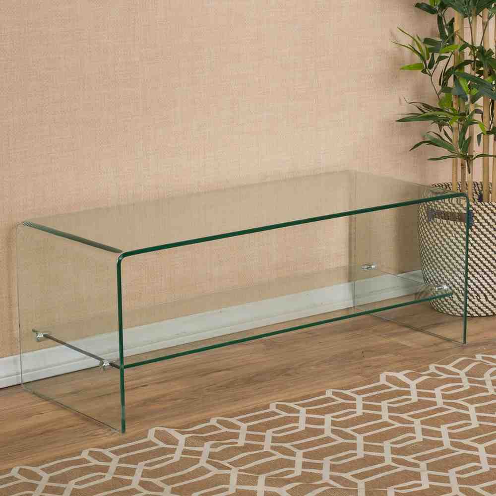 تصویر 1 از میز تلویزیون شیشه ای مقاوم و پایدار مناسب محیط های تجاری و حرفه ای