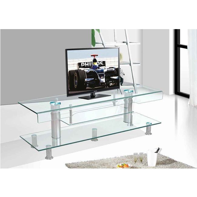 تصویر 4 از میز تلویزیون شیشه ای مقاوم و پایدار مناسب محیط های تجاری و حرفه ای