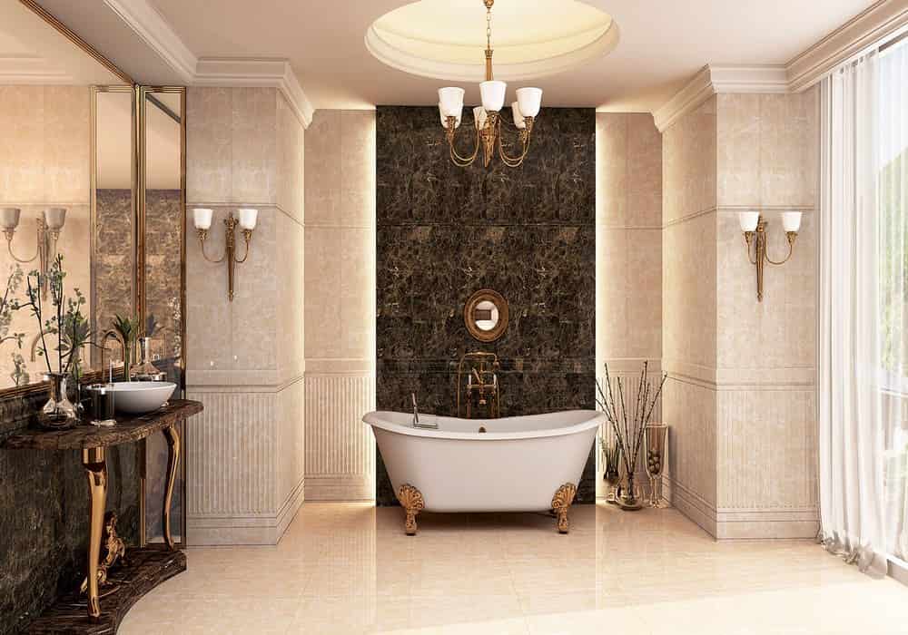 تصویر 3 از کاشی حمام نسکافه ای با طرح موج دار