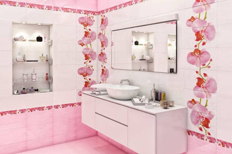 تصویر 4 از کاشی حمام گلدار با الگوی بزرگ و برجسته