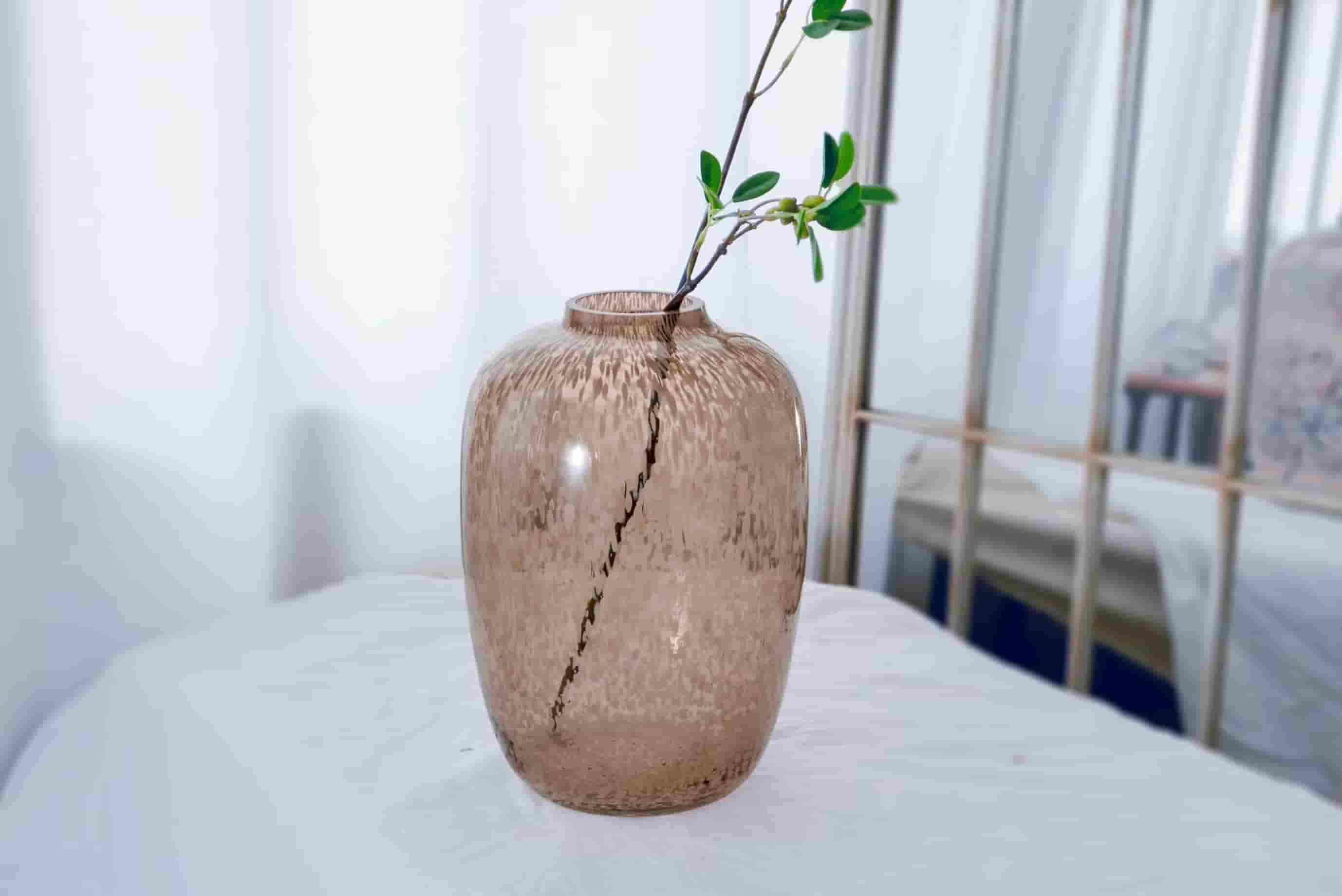 تصویر 3 از گلدان دکوری شیشه ای با طراحی مینیمال و سطح صیقلی