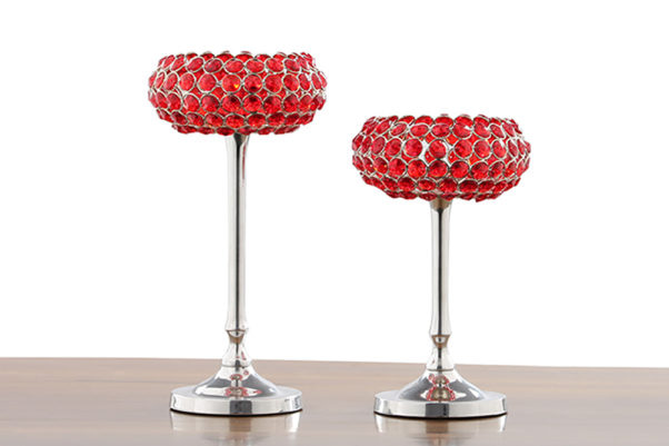 تصویر 1 از شمعدان دکوری کریستالی با طراحی ظریف و پایه فلزی