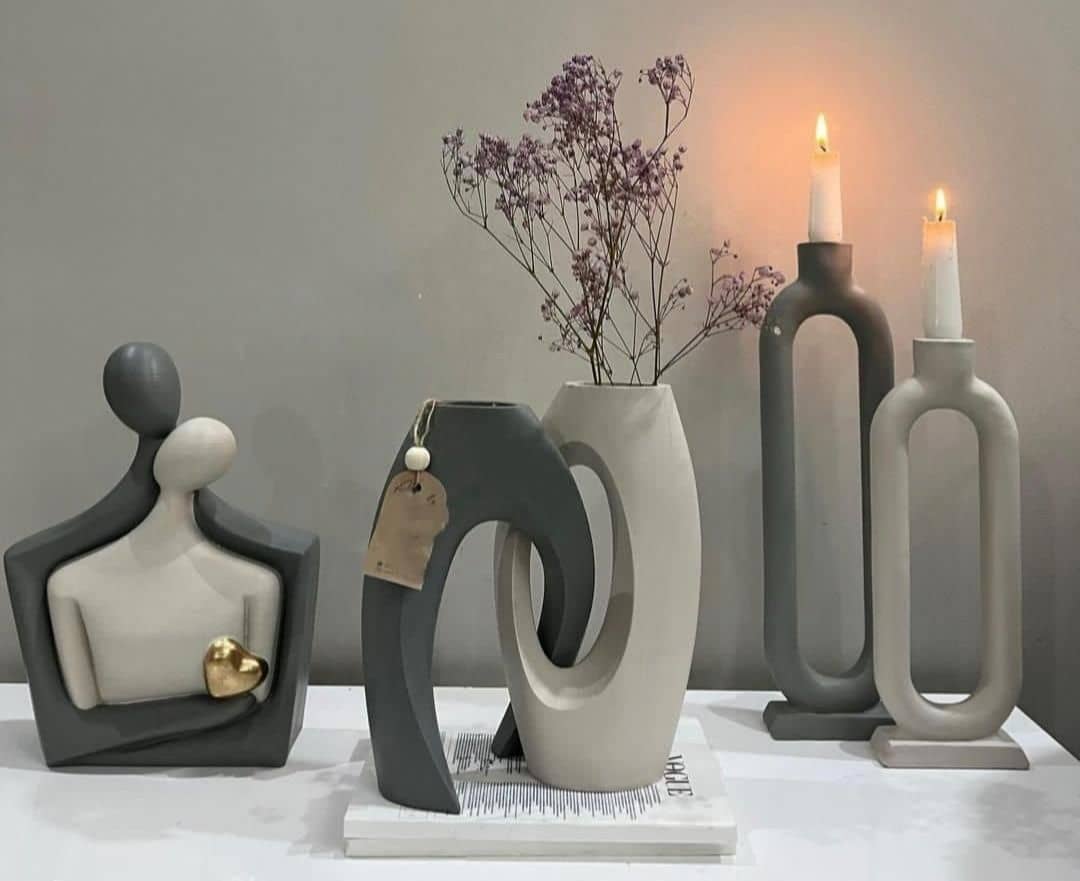 ست دکوری رومیزی با ترکیب متریال طبیعی